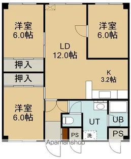 グロリアハイツ若松【3階】の間取り